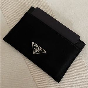 PRADA Tessuto Nylon and Saffiano Leather Card Holder